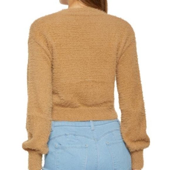 Eyelash Knit Cropped Cami and Cardigan Set - Picture 2 of 6